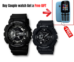 GSHOCK BLACK COUPLE WITH FREE NOKIA MOBILE PHONE