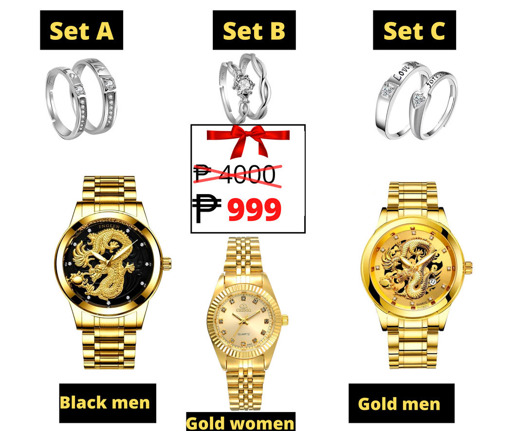 New set Lucky Dragon watch with free Couple Ring