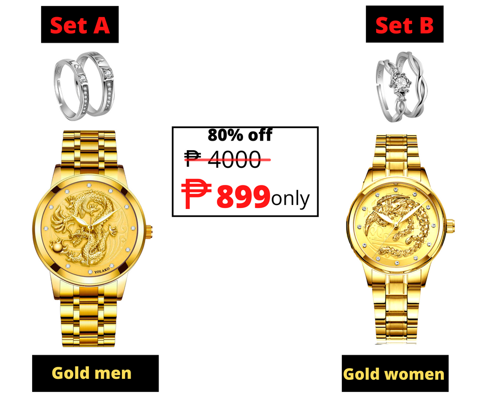 ANOTHER NEW SET LUCKY DRAGON WATCH WITH FREE COUPLE RING