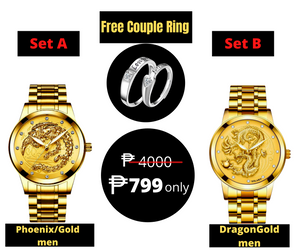 ANOTHER NEW SET LUCKY DRAGON WATCH WITH FREE COUPLE RING