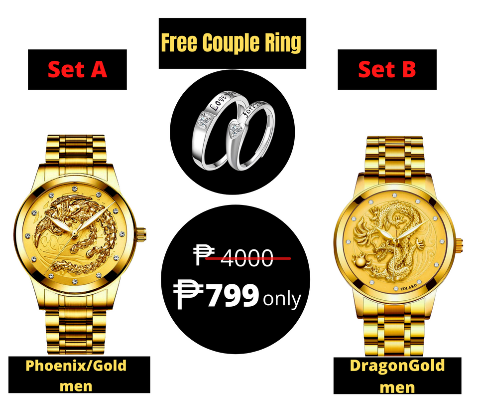 ANOTHER NEW SET LUCKY DRAGON WATCH WITH FREE COUPLE RING