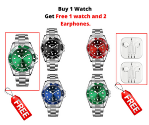 Buy One watch get free 1 watch and 2 earphones