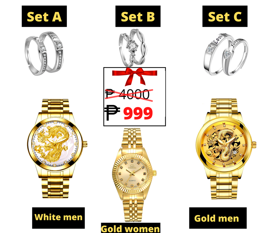 ANOTHER NEW SET LUCKY DRAGON WATCH WITH FREE COUPLE RING