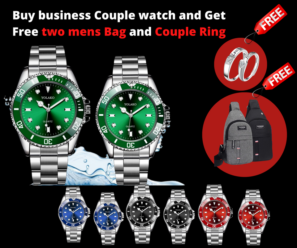 Buy business luxxe watch and get free Two bag and Ring couple