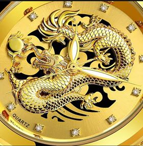 Solar Watch  Lucky Gold Dragon Quartz Watch Stainless Steel Men's Watch Waterproof Wristwatches Gift Clock